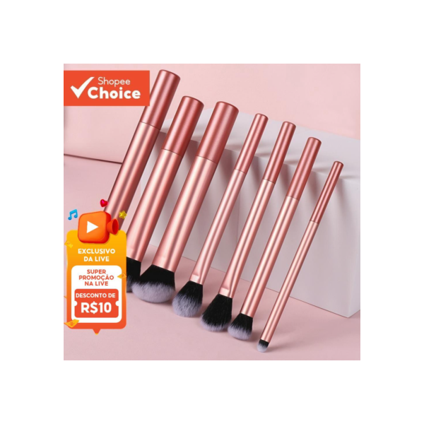 Conjunto De Pincéis De Maquiagem De 7 Peças , Blush , Pó Solto , Corretivo , Pincel De Sombra