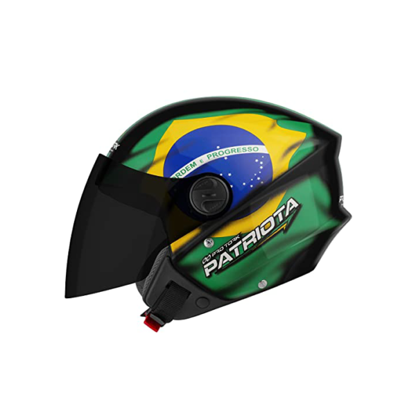 Pro Tork Capacete Aberto New Liberty Three Patriota Brasil, Viseira Fumê, Preto/Verde Tam. 60