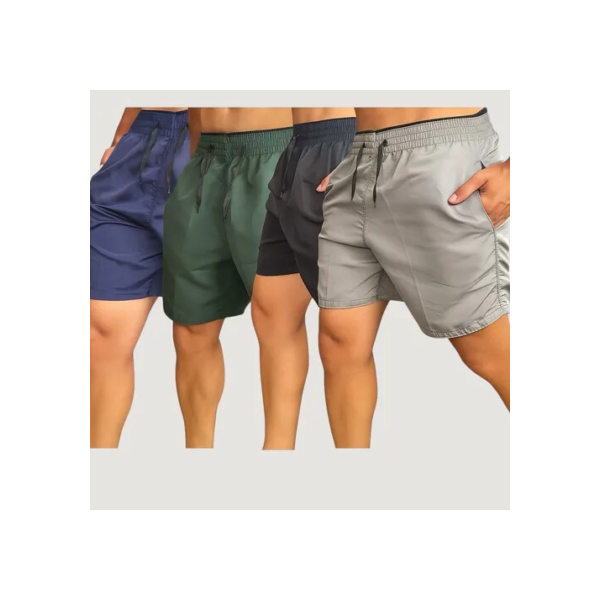 4 Short Tactel Masculino Bermuda Praia Casual Academia Bolso