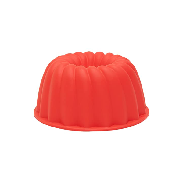 Mimo Style Forma de Silicone Vermelha de Assar Para Pudim, Pode ser Usada para Flan, Bolo, Pastas, Cremes - Antiaderente com 10cm de Diâmetro e Capacidade de 240 ml Flexivel e Resistente