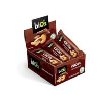 Barra de Castanhas e Frutas biO2 Nuts Cacau, Caixa com 12 unidades de 25 g, Vegana e sem Glúten