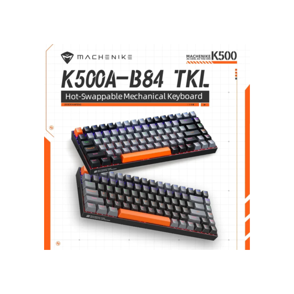 Machenike K500A-B84 Teclado Mecânico 75% TKL Hot-Swappable Wired Gaming Keyboard 6-Color Backlit 84 Teclas Para PC Gamers Laptop