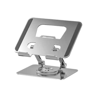 Suporte para Tablet Smartphone Celular em Alumínio Ajustável com Metal Resistente Apoio para Mesa Pedestal Portátil Dobrável Articulado Base Rotativa 360º TAMO (SILVER)