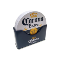 Corona 6 pc Coaster Set with Standing Metal Holder