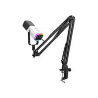FIFINE Kit de microfones XLR/USB para jogos, conjunto de microfones dinâmicos de streaming para PC, mic computador para gravação de podcast, com conector para fones de ouvido- AM8T Branco