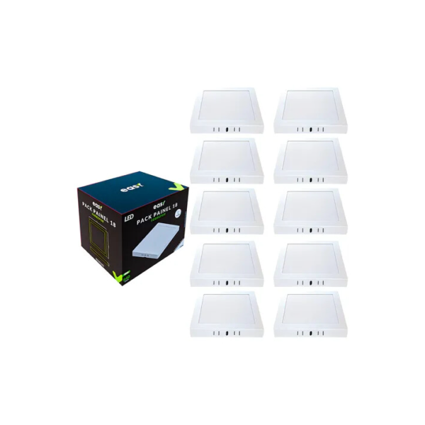 Kit 10 Painel Plafon Sobrepor Led 18w Quadrado 6500k Branco Frio - Cod: 399181377 Easy By Avant