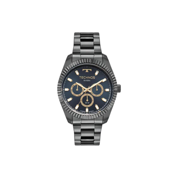 Relógio Technos Masculino Riviera Grafite - 6p79cd/1a Bisel Azul