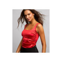 Blusa de Alça com Efeito Acetinado e Decote Quadrado Vermelho