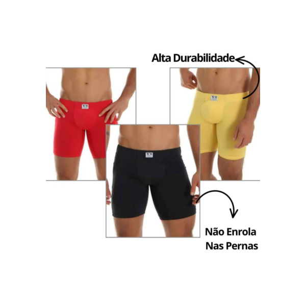 Kit 3 Cueca Ciclista Comprida Embutida Tecido Macio Evita a Assadura e não enrola nas pernas