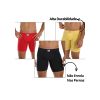 Kit 3 Cueca Ciclista Comprida Embutida Tecido Macio Evita a Assadura e não enrola nas pernas