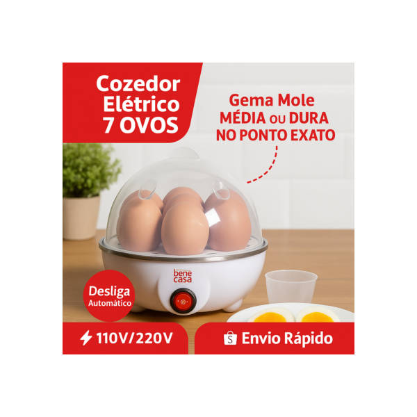Cozedor De Ovos e Legumes a Vapor Portátil Elétrico 110v 220v BENECASA