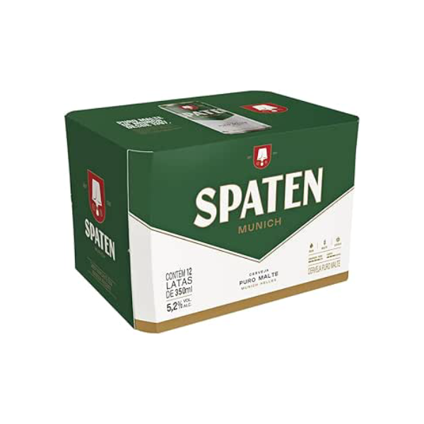 Pack Cerveja Spaten, Puro Malte, 350ml, Lata - 12 Unidades