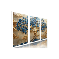 Quadros De Árvore Da Vida 3d Azul Ouro Velho Clássica 122x60