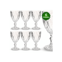 Jogo 6 Taça Diamante Copo Vidro Transparente Bico De Jaca 330ml
