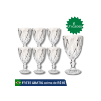 Jogo 6 Taça Diamante Copo Vidro Transparente Bico De Jaca 330ml