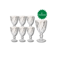 Jogo 6 Taça Diamante Copo Vidro Transparente Bico De Jaca 330ml