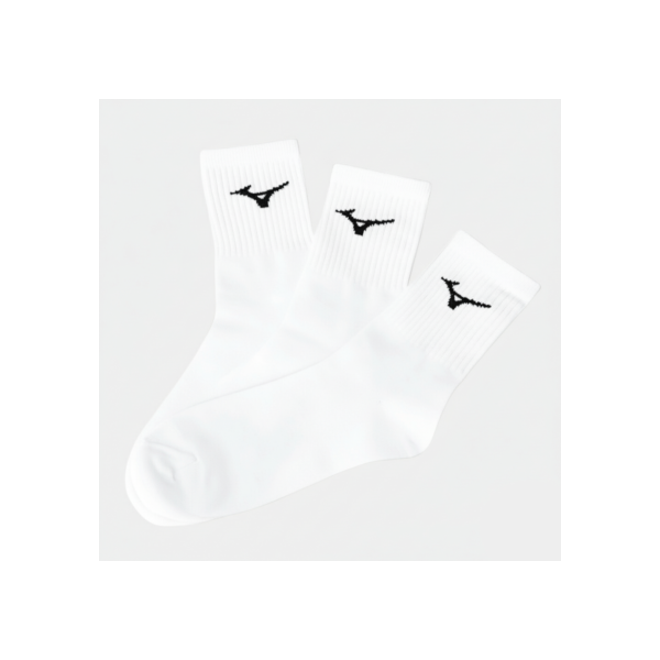 Kit Meia Mizuno Cano Médio Training Pacote com 3 pares - Branco