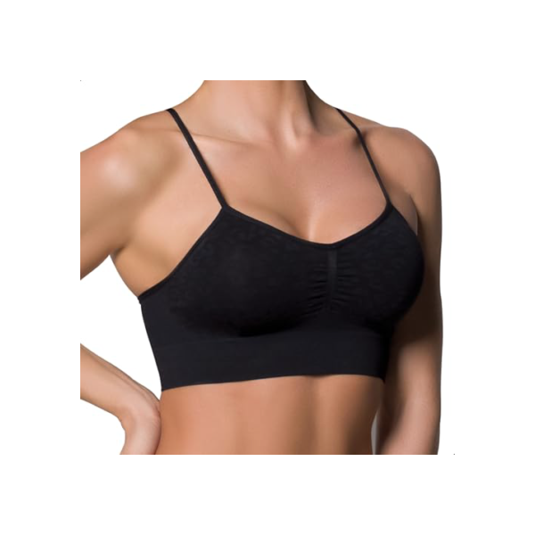 SELENE Top Sutiã Sem Costura Sem Bojo Em Poliamida Anatômico Feminino, Preto, G