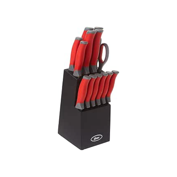 Conjunto de facas Oster Lindbergh, aço inoxidável, 14 peças, vermelho/preto