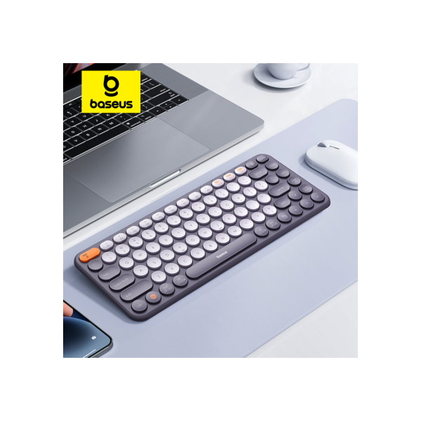 Baseus-Teclado Ergonômico Sem Fio, 2.4G, Bluetooth 5.0, Keycap Numérico, Office Game, Tablet, PC, iPad, MacBook, Laptop