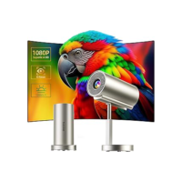 Basike Mini Projetor Portatil, 4K 1080P Full HD, 5G WIFI 6 BT 5.0 Android 11, 12000 Lumens, Led Auto de Correcção Trapezóide Horizontal, 90°Girável Ajuste Telescópico de Altura (Ouro Champagen)