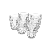 Jogo 6 Copos Baixos Diamond 300ml Vidro Grosso Diamante Luxo