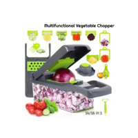 Chopper de vegetais multifuncional 14/16 em um, cabo de picador, grelha de alimentos, fatiador de vegetais de cozinha, máquina de corte em cubos