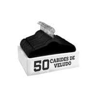 Kit 50 Cabides Veludo De Roupa Antideslizante Slim Adulto Cor Preto