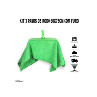 Kit 3 Panos de Chão Microfibra 70x60cm Furo para Rodo Dupla Camada