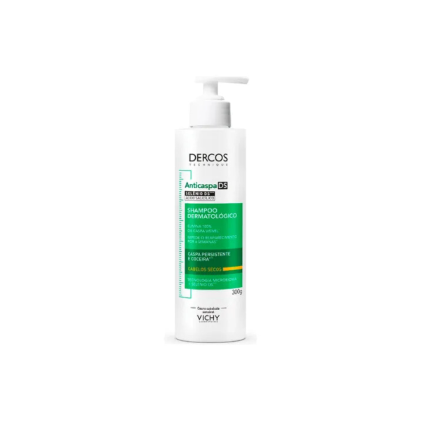 Shampoo de Tratamento Anticaspa para Cabelos Secos que Elimina a Coceira e Irritação, Ação Antirreaparecimento por 6 Semanas com Selênio Dercos DS Vichy 300g