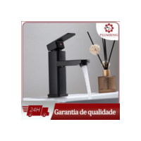 Torneira Banheiro Luxo Quadrada 1/4 Volta Preta Bancada Pia Banheiro Alto Padrão