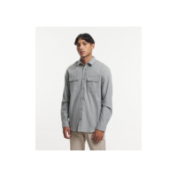 Camisa Flanela com Bolsos Frontais Cinza