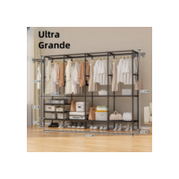 Arara De Roupa Cabideiro De Chão Sapateira Rack Organizador Multiuso Aço Inox