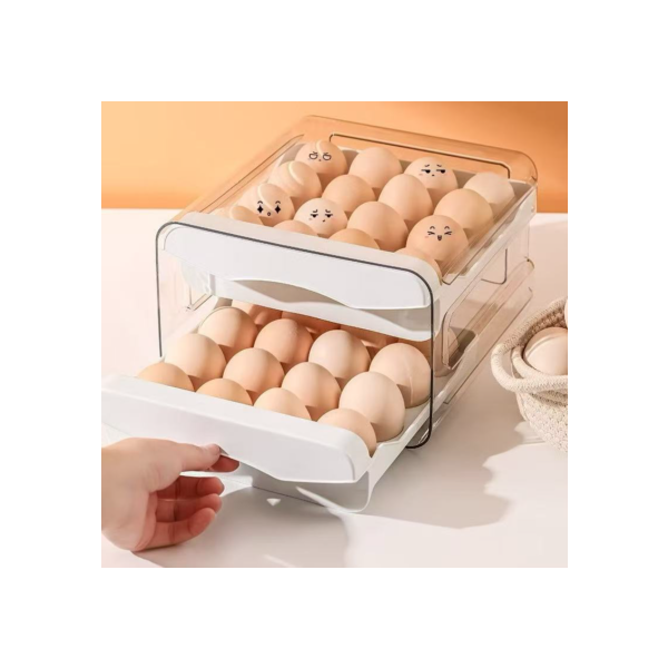 gaveteiro duplo em plástico tipo porta 32 ovos com para cozinha geladeira