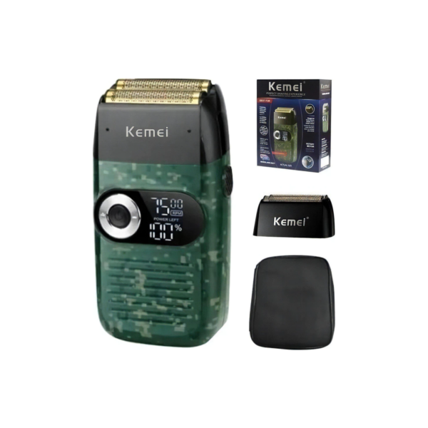 ￼Barbeador Elétrico Kemei Km-2027 Maquina Shaver Profissional Cor Verde-escuro 110V/220V