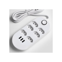 Filtro de linha extensão Elétrica 6 Tomadas + 3 Entradas USB – Bivolt, Cabo 2m, Proteção Contra Sobrecarga, Ideal para celulares, computadores, impressoras, televisão