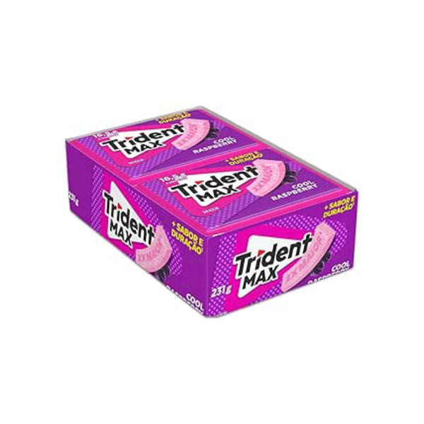 Chiclete Trident Max Cool Raspberry Sem Açúcar - Caixa com 14 unid. de 16,5g