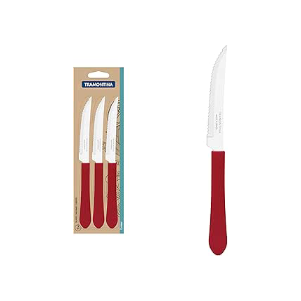 Conjunto Facas Inox 3pc Leme Tramontina Vermelho No Voltagev