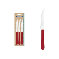 Conjunto Facas Inox 3pc Leme Tramontina Vermelho No Voltagev