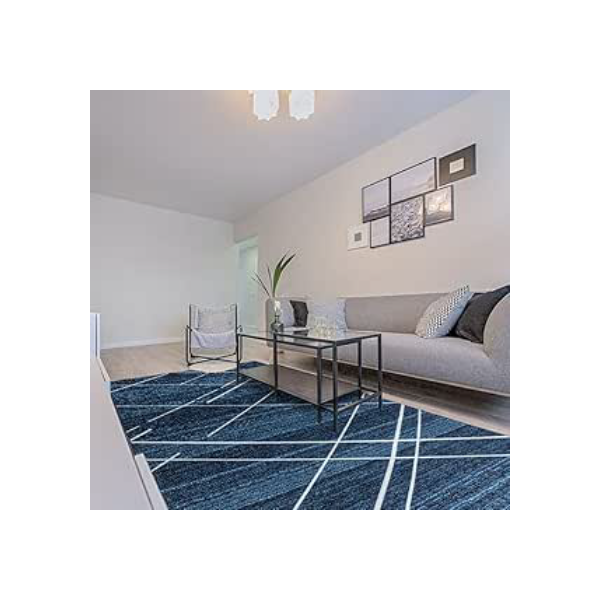 Tapete Sala Quarto 1,40m x 2,00m Antiderrapante Berlim Estampado Abstrato Moderno (Azul)