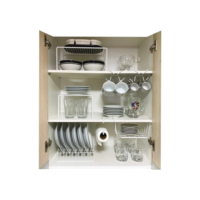 Kit Organizador de Armário Aramado de Cozinha Suporte de Prato Xícara Cesto 7 Peças