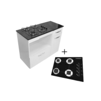 Kit BalcÃO Violeta Com Cooktop Preto 4 Bocas Bivolt