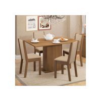 Sala De Jantar Madesa Talita Mesa Tampo Madeira 4 Cadeiras Cor Rustic/Crema/Pérola Desenho do tecido das cadeiras Liso