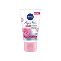 NIVEA Aqua Rose 3 em 1 150ml - Sabonete, Esfoliante e Máscara Facial - Com argila branca, ácido hialurônico e água de rosas orgânica