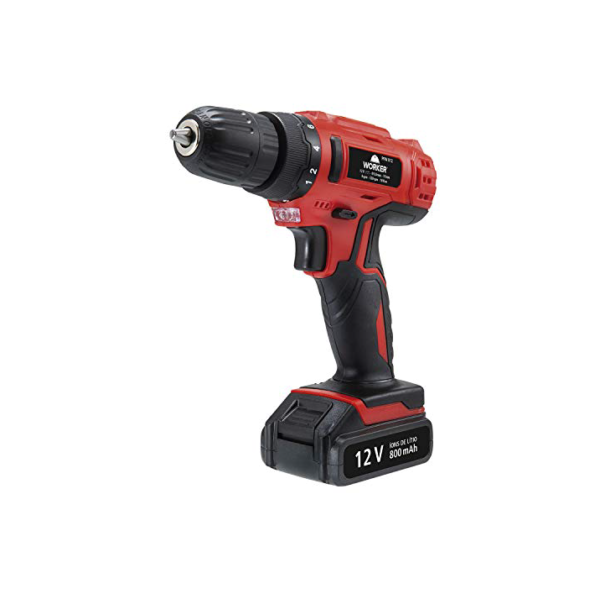 Worker Parafusadeira E Furadeira A Bateria Li-Ion 12V PFW 012 Sem Fio com Carregador Bivolt e Maleta com Kit De 13 Acessórios