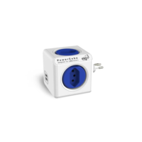 ELG, PWC-R4U, PowerCube USB, Filtro de Linha, Multiplicador 4 Tomadas Bivolt com 2 Portas USB 2.4A, Disjuntor Integrado de 10A, Branco e Azul