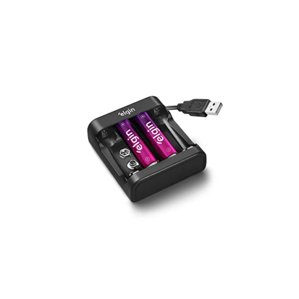 Carregador de Pilhas e Baterias USB com 2 Pilhas AA 1500mAh recarregáveis