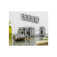 Porta Temperos Condimentos em inox saleiro pimenta com suporte - 6 peças
