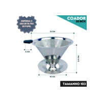 Filtro Coador Inox 103 Premium Reutilizável Café Mais Forte e Sustentável - SH