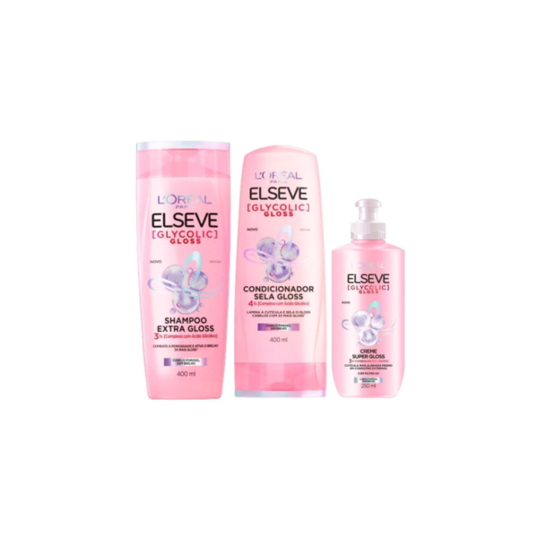 Kit Glycolic Gloss - Shampoo 400ml + Condicionador 400ml + Creme para Pentear 250ml